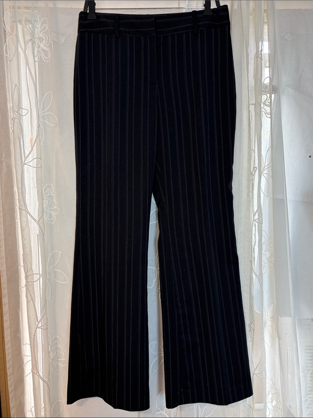 Alfani Black Pinstripe Boot-Cut Dress Pants